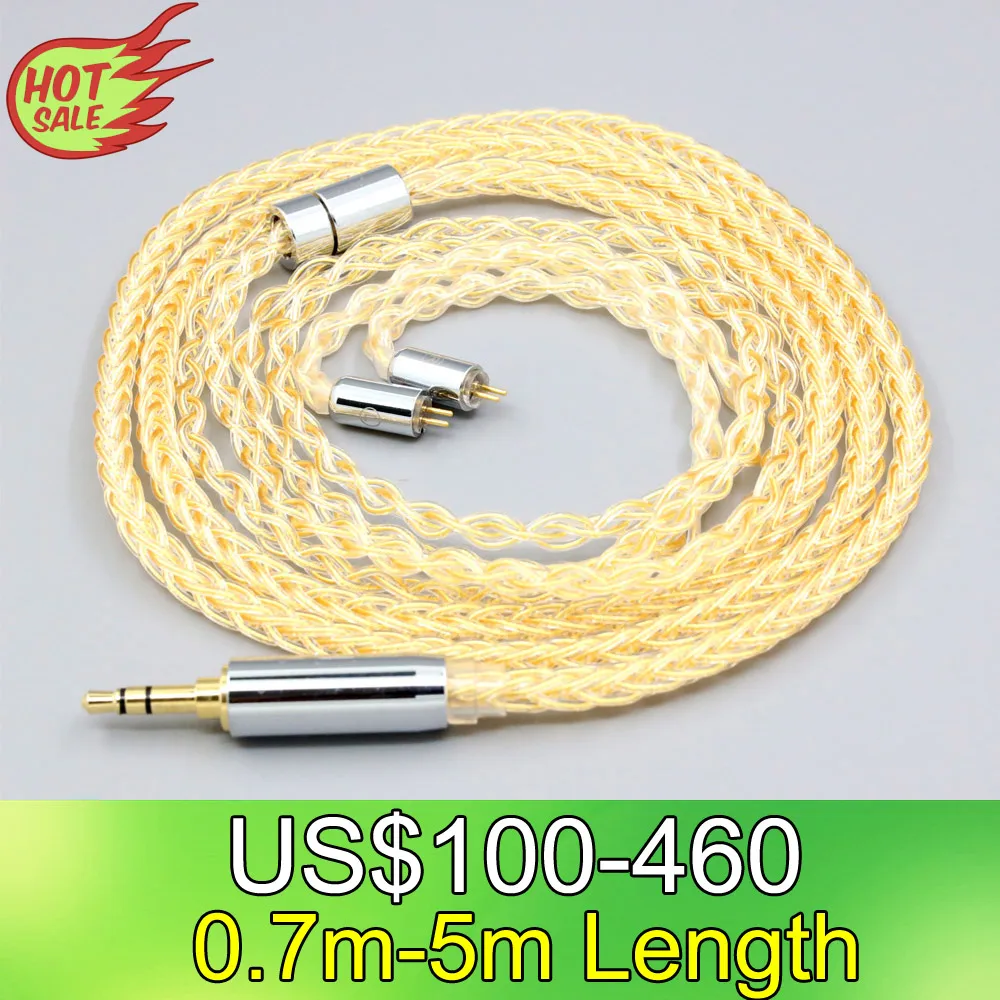 

LN008426 8 Core 99% 7n Pure Silver 24k Gold Plated Earphone Cable For 0.78mm Flat Step JH Audio JH16 Pro JH11 Pro 5 6 7 2pin