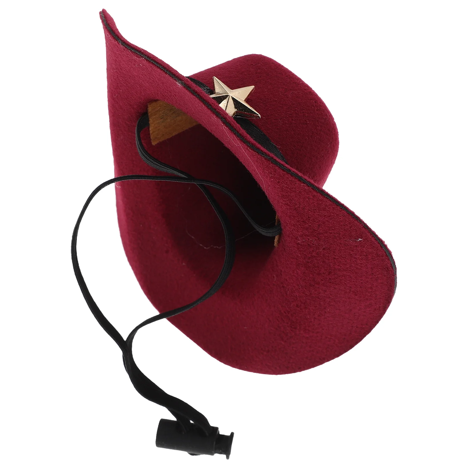 

Pet Cowboy Hat Dark Red Wide Brim Puppy Kitten Sun Protection Costume for Small Dogs Cats Festival Party Outdoor Dress Up