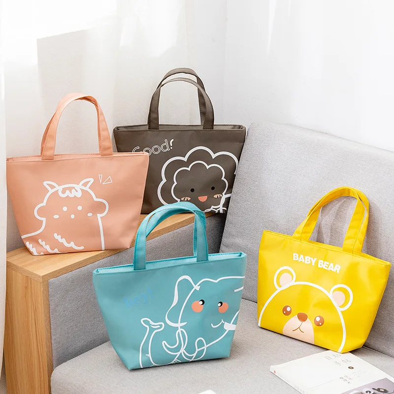 Kids Lunch Bags for Women Cartoon Bento Bag Minimalist Student Handbag Insulated Picnic Bag Mother Kids Bags for Girl Mochila