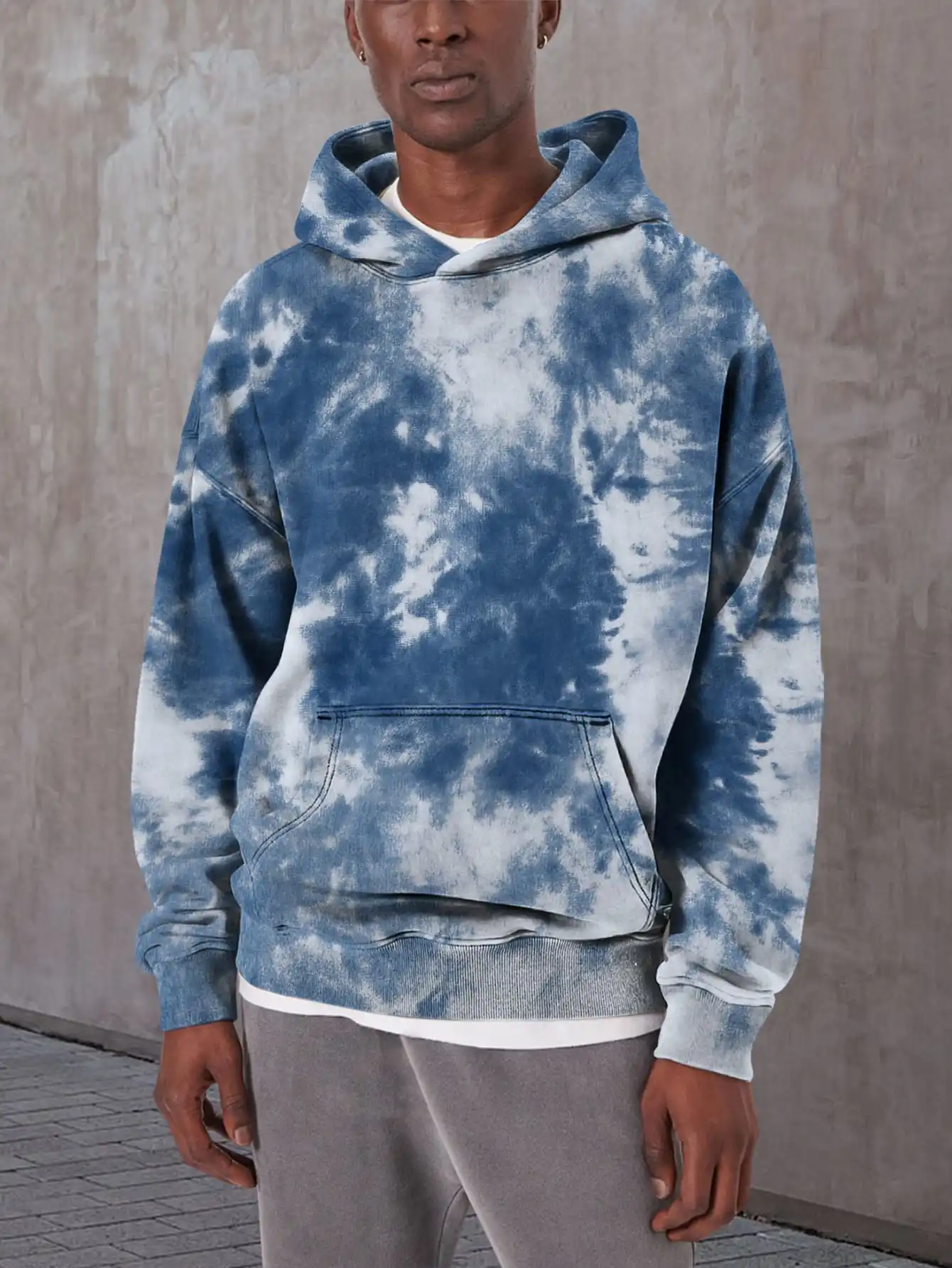 

Blue and white style 3D printed pattern Hoodie style floral pattern hooded sweatshirt cool street style pullover hoodie tops