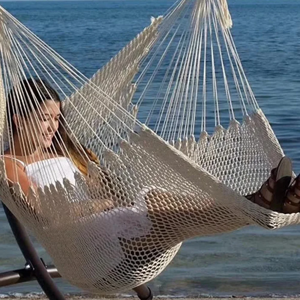 

Portable Large Cotton Rope Hanging Chair Wide Scope of Application Fashionable Natural White Comfortable Hammock Chair