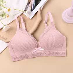 One Piece Sexy Bras Women Bralette Thin Wiereless Lingerie Fixed Cup Lace Trim Underwear Students Seamless Push Up Soutien Gorge