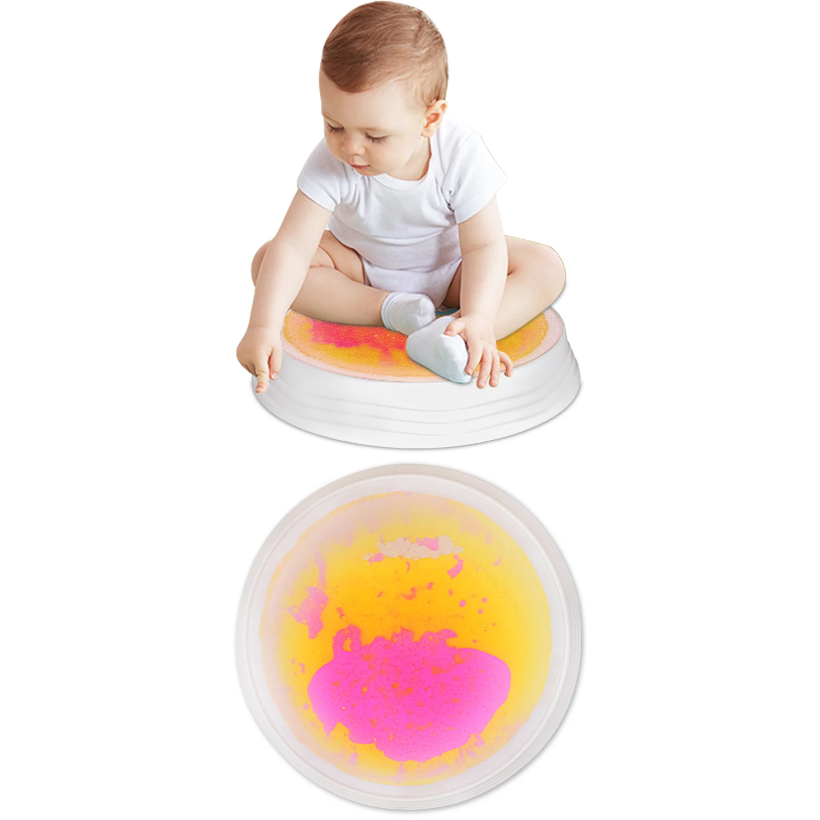 

Children's liquid dynamic sensory floor with lights, multiple colors, thickened, in pink and yellow.