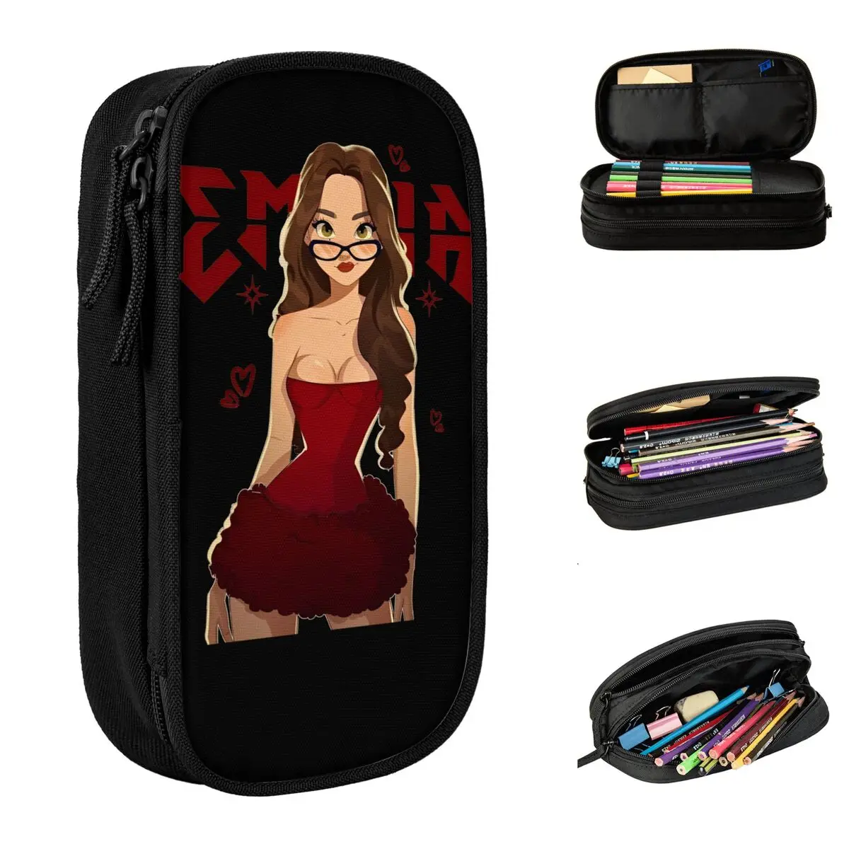 

Singer Emilia Mernes MP3 Tour 2025 Pencil Case Large Capacity Pencil Pouch Boy Girl Canvas Lovely School Pencil Case