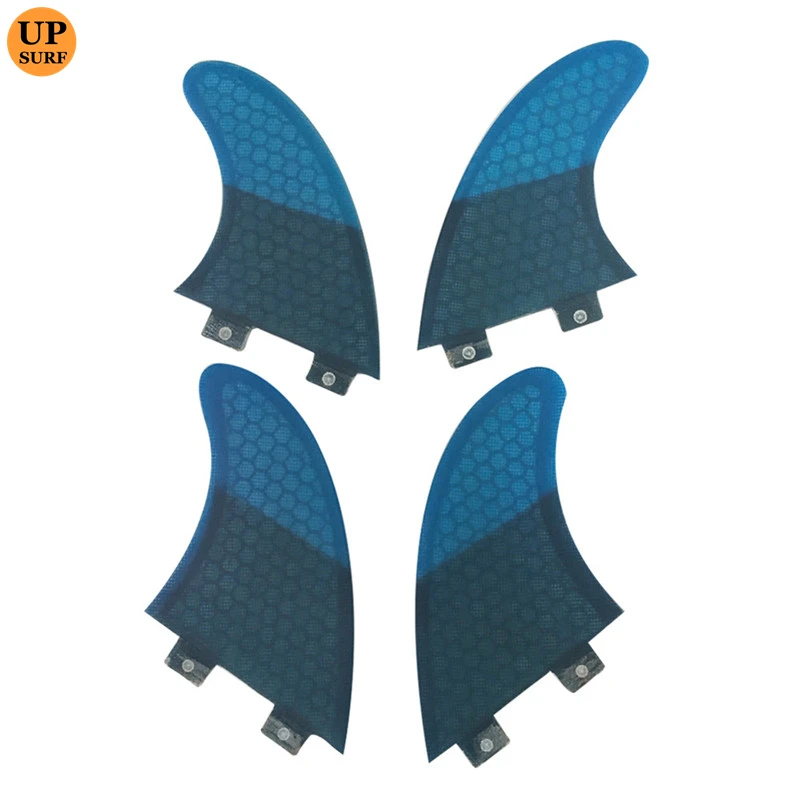 

Surfing Board UPSURF FCS Fin Double Tabs UK2.1 Fin Blue Color Quad Fin Set Fiberglass Honeycomb Paddel Board Surfboard