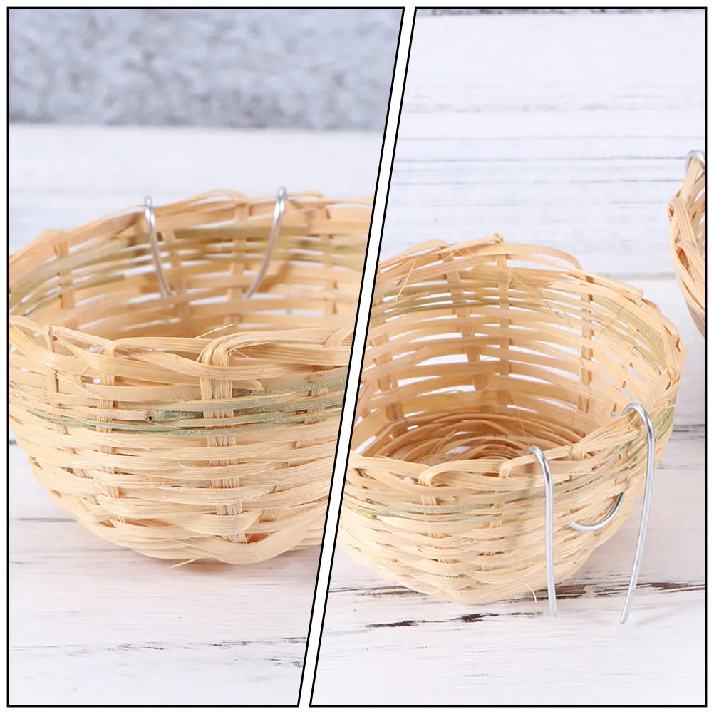

7pcs Bamboo Bird Nest Wicker Basket Nests Weaving for Budgie Hanging Cozy Durable H made Parrot Nest Garden Pet