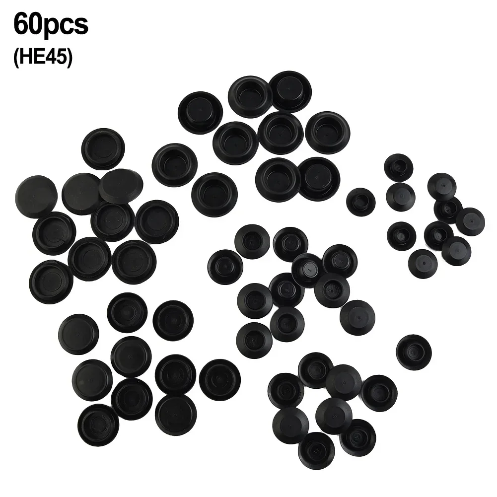 60pcs Flush Mount Black Plastic Hole Plug Car Door Rubber Plug Car Rubber Plug Accessories Car Door Parts