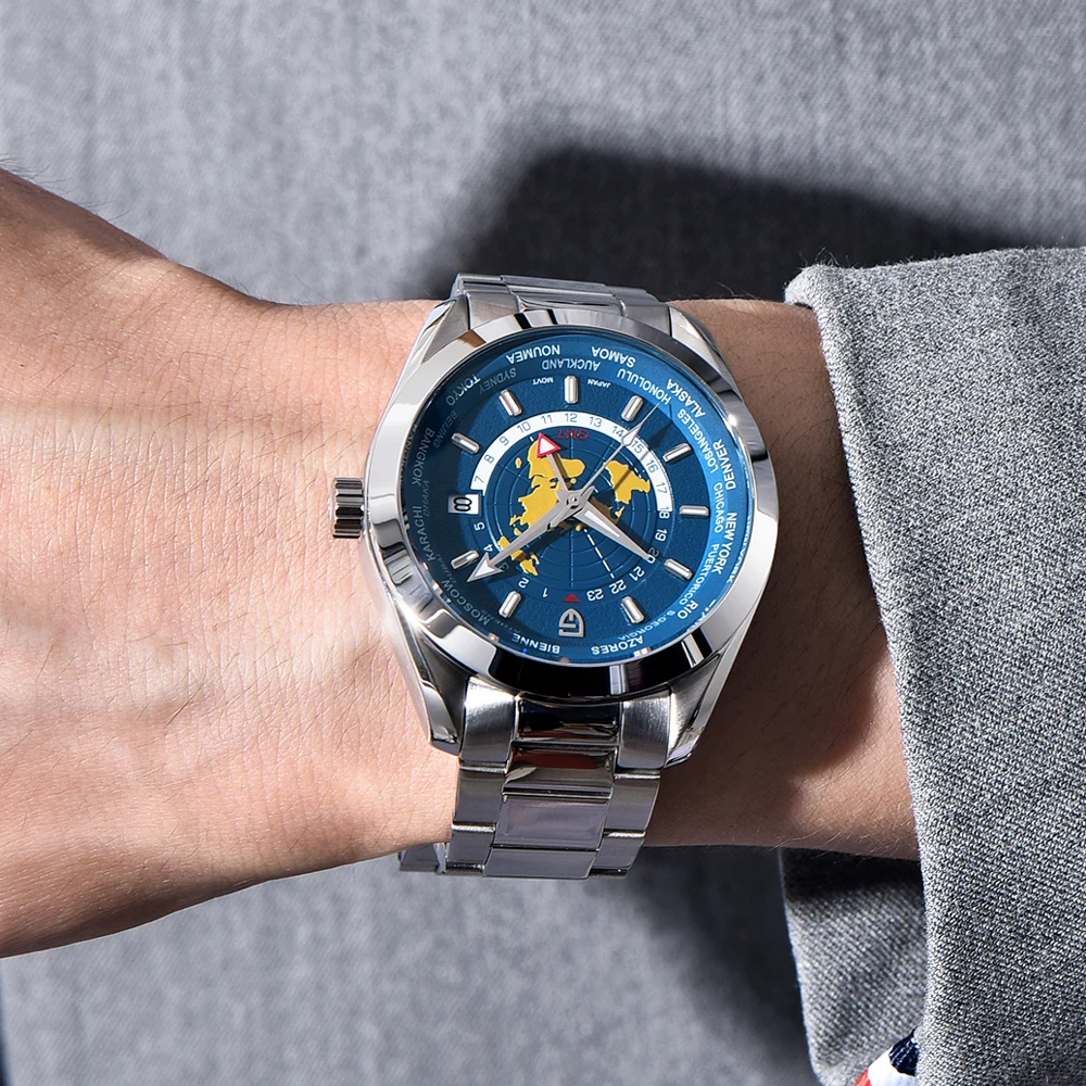 2025 جديد PAGANI DESIGN التوقيت العالمي GMT منطقة خريطة ساعات رجالية ساعة أوتوماتيكية للرجال الميكانيكية مقاوم للماء 100 متر ساعة اليد الرجال