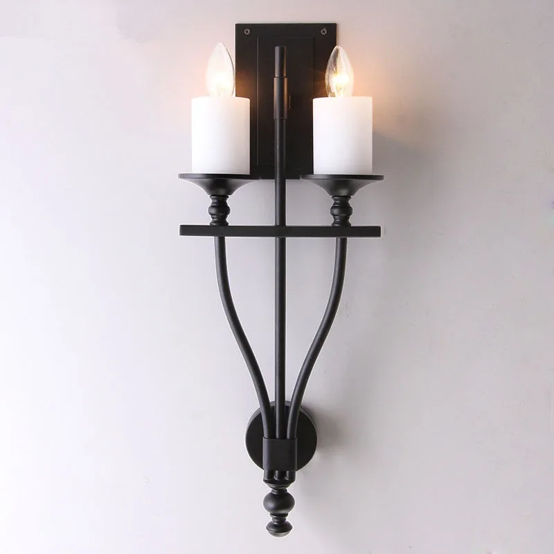 American country living room wall lamp, aisle retro double bedside wall lamp