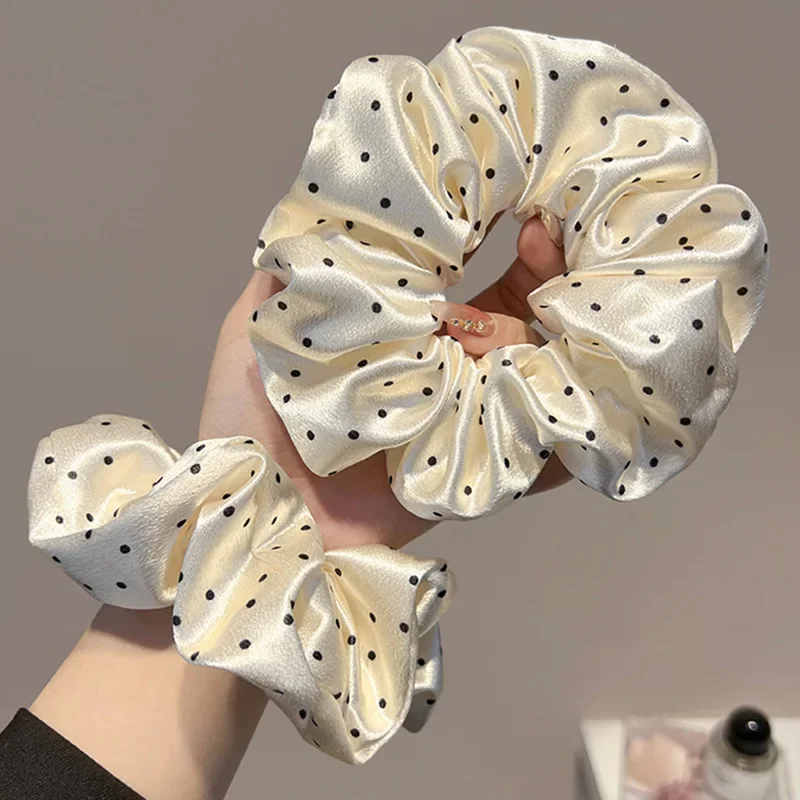 Fashion Polka Dot Scrunchies Large Hair Bands Maruko Head Braid Rubber Band Female Elegant Hair Rope Ties Ponytail Headwear image 4
