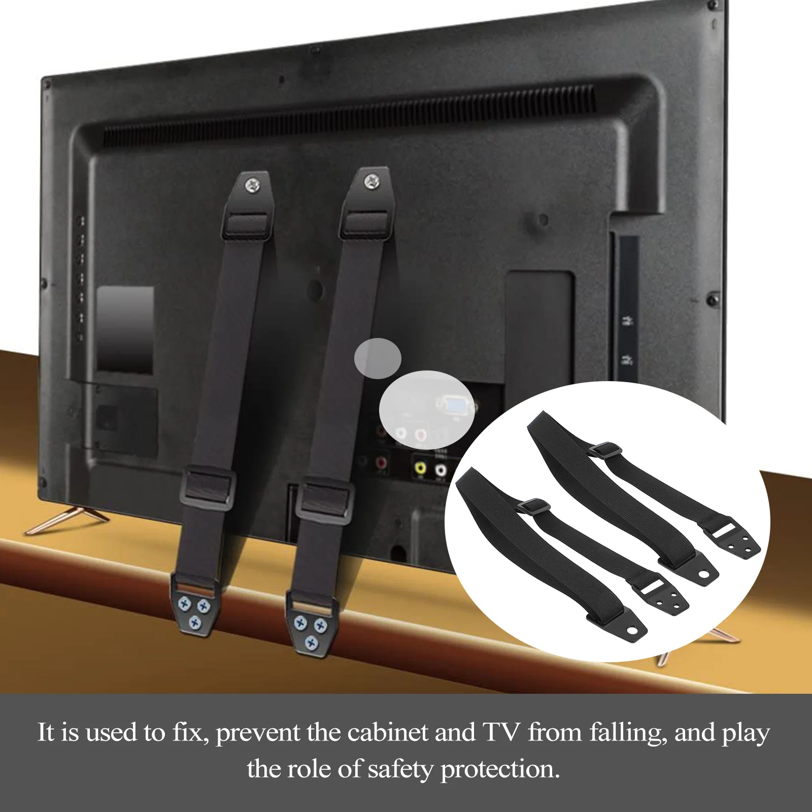 

2pcs Anti-Tip Straps Adjustable Furniture Fixing For Cabinet Mount Vibration Resistant Protection
