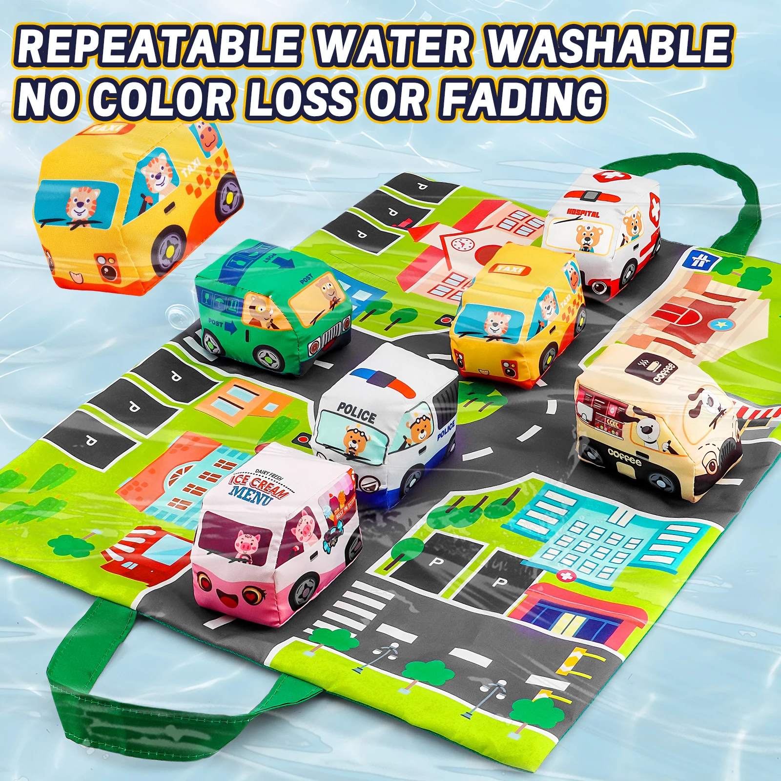 Tapis de jeu de circulation routière de la ville pour les enfants, jeu de voiture de simulation, antidérapant, lavable