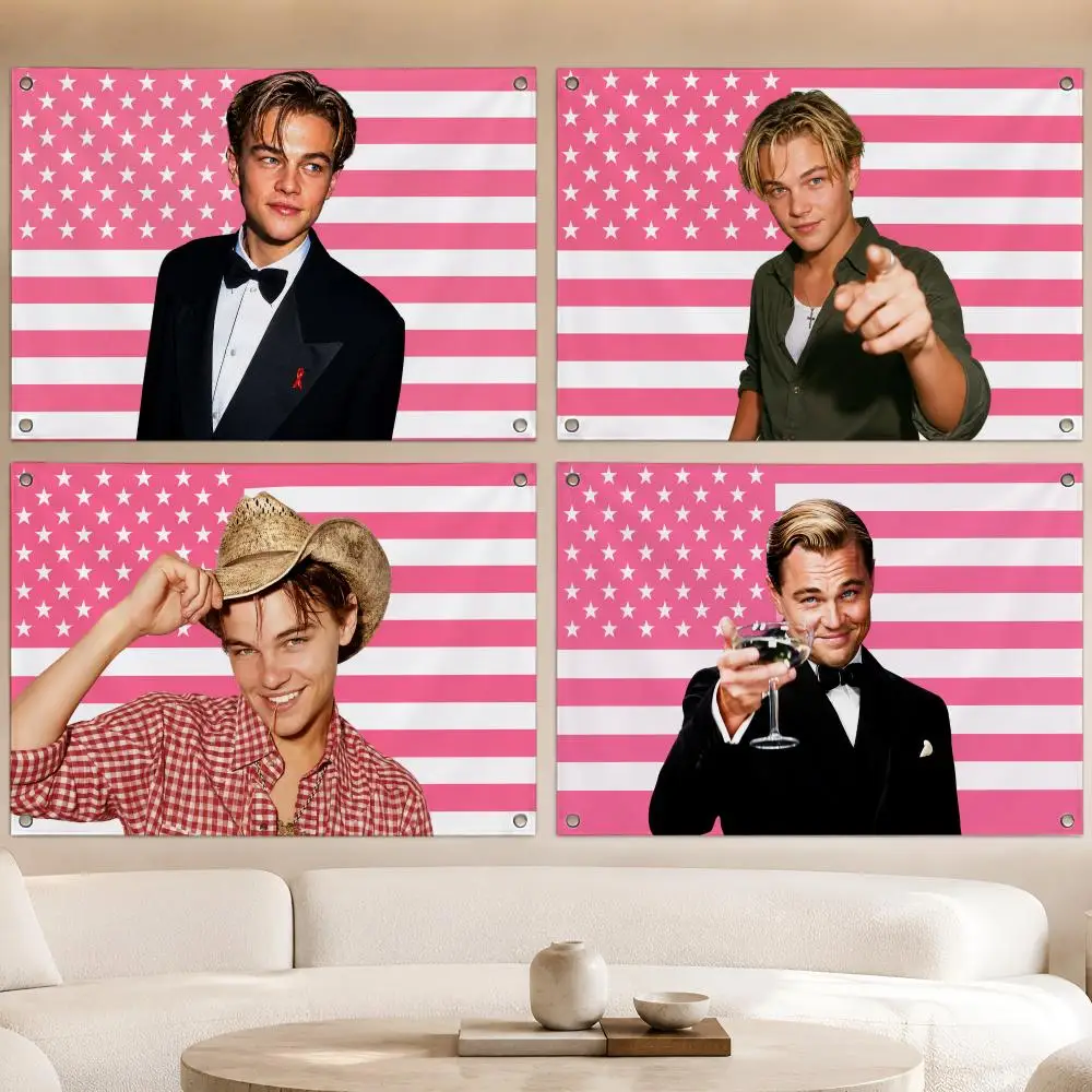 Film L-Leonardo DiCaprio Actor Flags Fan Banner Tapestry Wall Hanging Garage BarDorm Camp Party Outdoor Home Decor Gift