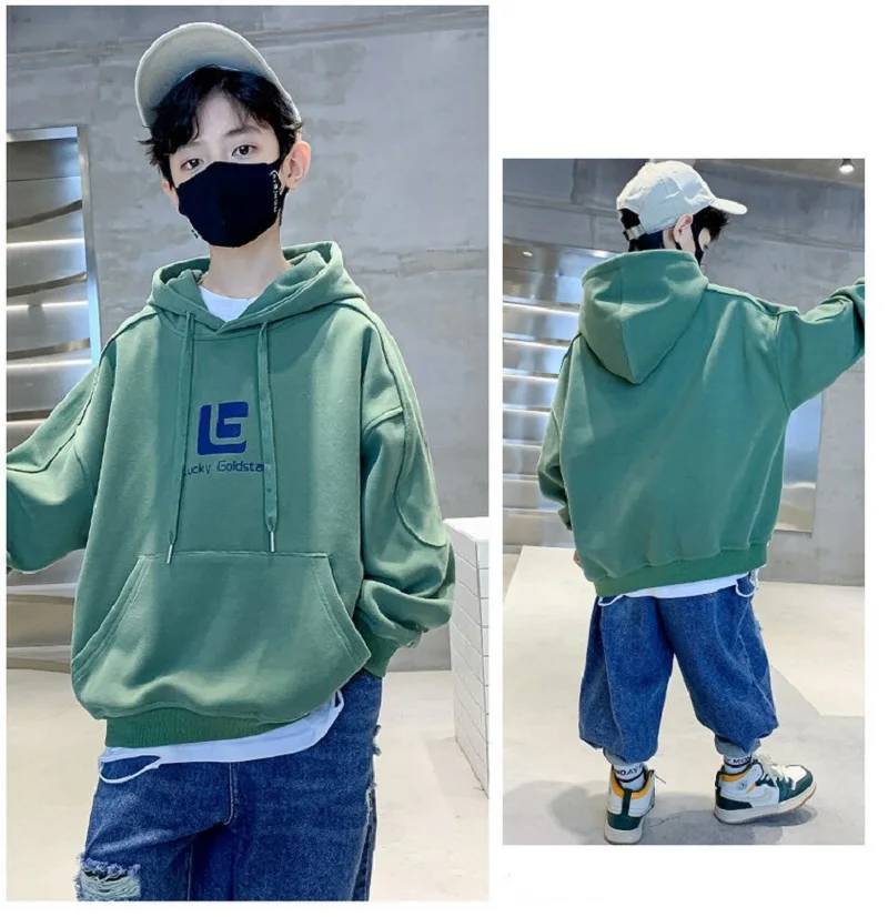 Winter Boys Warm Loose Fleece Lined Sweatshirt Jackets School Kids Track Pullover Coat Tops Children Workout Jumper 5-16 Years