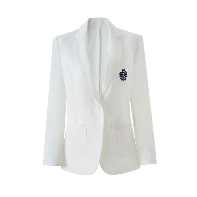 Elegant Summer 2026 Women's Commute Versatile Small Suit Jacket High Quality Embroidery Fashion British Style Long Sleeve