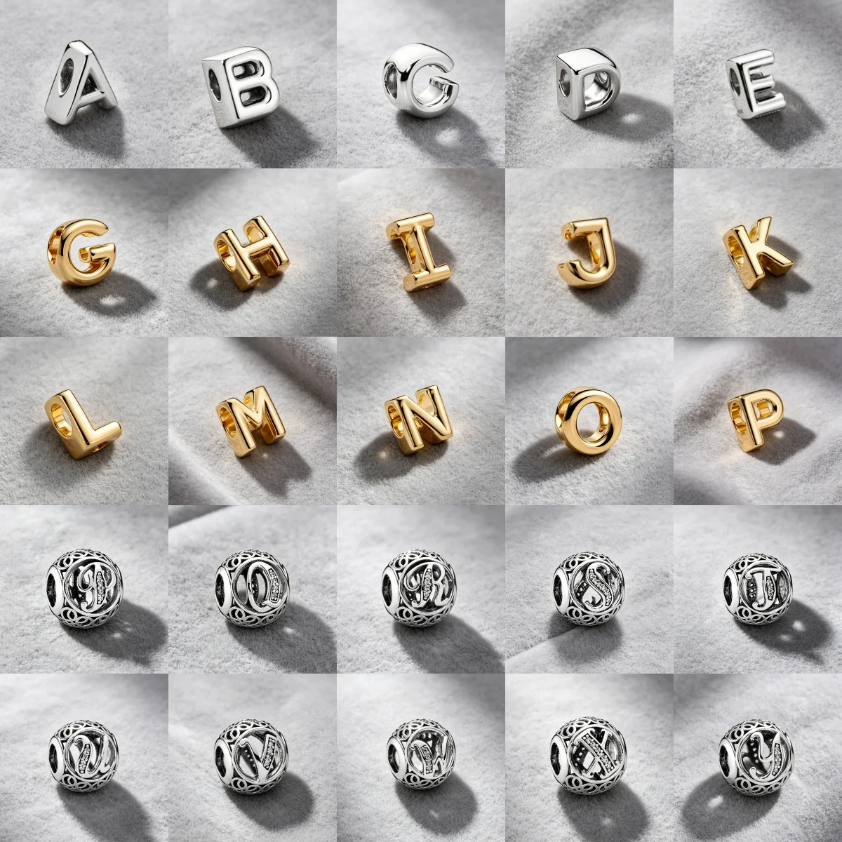 925 Silver Letter Bead Gold-Plated A-Z Initials Suitable for Snake Bracelets Necklaces Customized Names DIY Jewelry Accessories