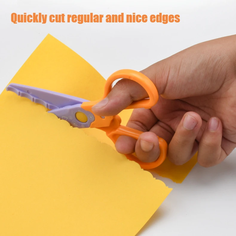 

1 Piece Cute Students Kids Lace Scissors Sawtooth Wave Line Safe Plastic Blade Photo DIY Art Paper-cutting Scissors Paper Cutter