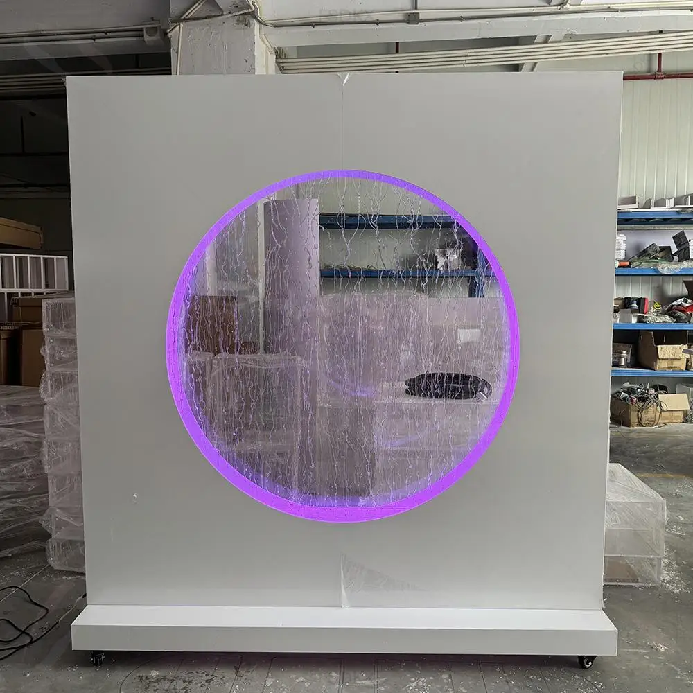 

FSDKX Wedding Entrance Decorative LED Waterfall Fountain Wedding Backdrop Welcome Sign Stand Fountain Backdrop With RGB Light