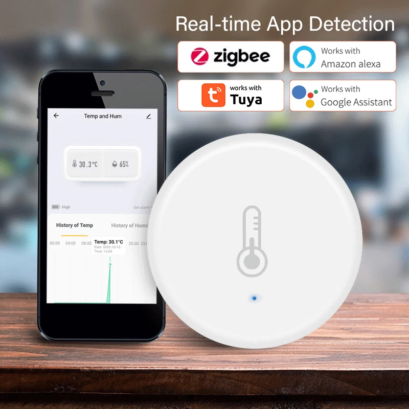 Real-time Data Updates Temperature And Humidity Sensor Alexa Compatible 3.0 Long-lasting Battery Effortless Monitoring