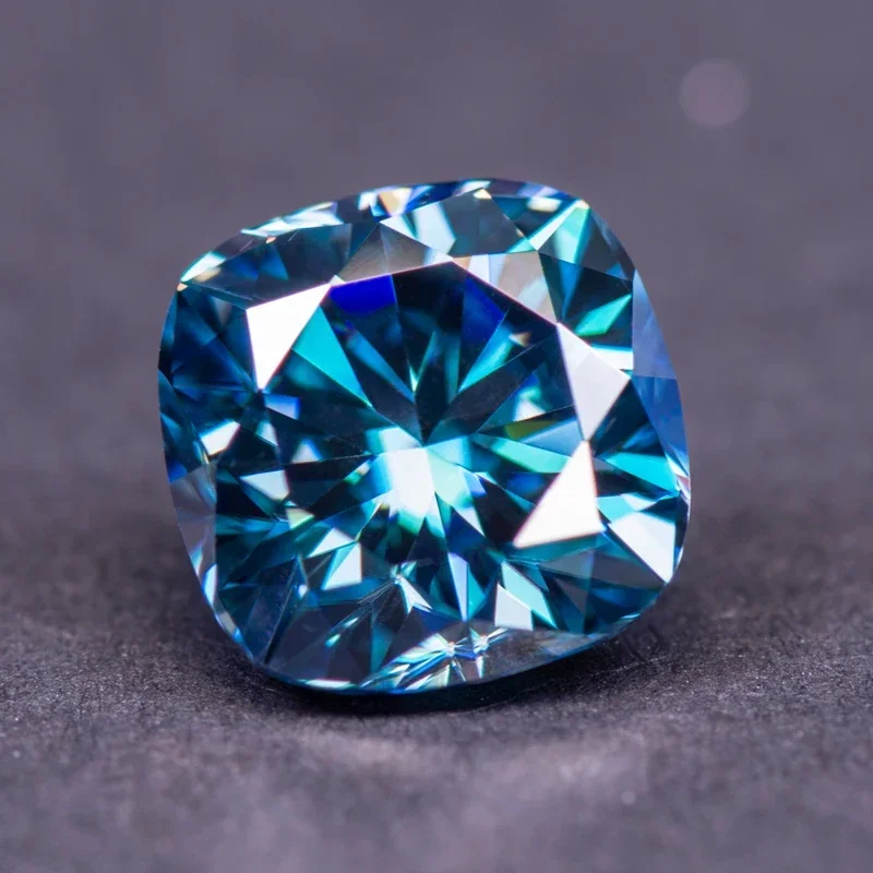 

Moissanite Stone Cushion Cut Sapphire Blue Color Gemstone Lab Grown Diamond for Charms Fine Jewelry Making with GRA Certificate