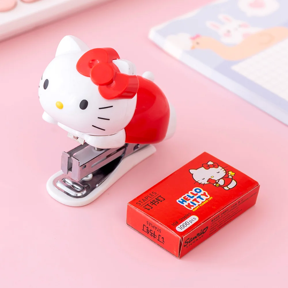 Anime Sanrio Hello Kitty Hefter Briefpapier Set Cartoon Papier Testpapier Tragbare Bindemaschine Schule Bürobedarf Geschenke