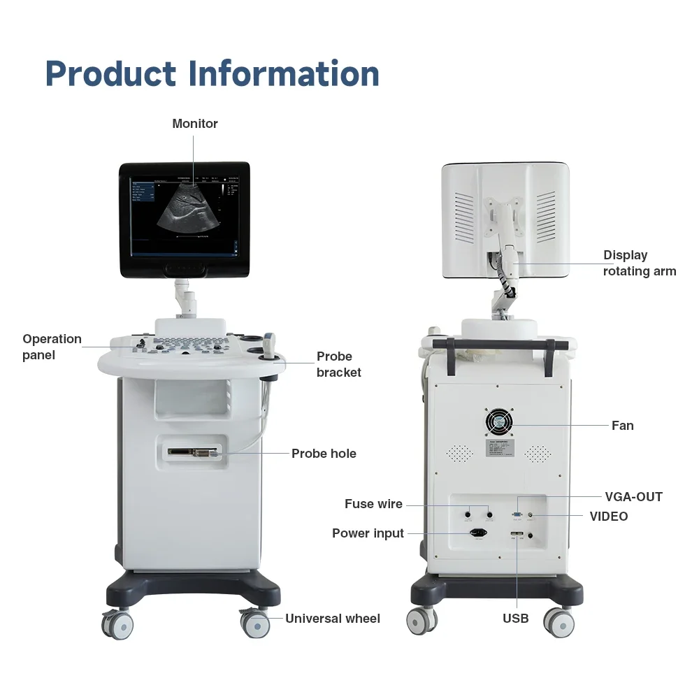 Professional Medical Ultrasound Instruments Portable Color Doppler Ultrasound Scanner Price 4D Trolley Ultrasound Machine