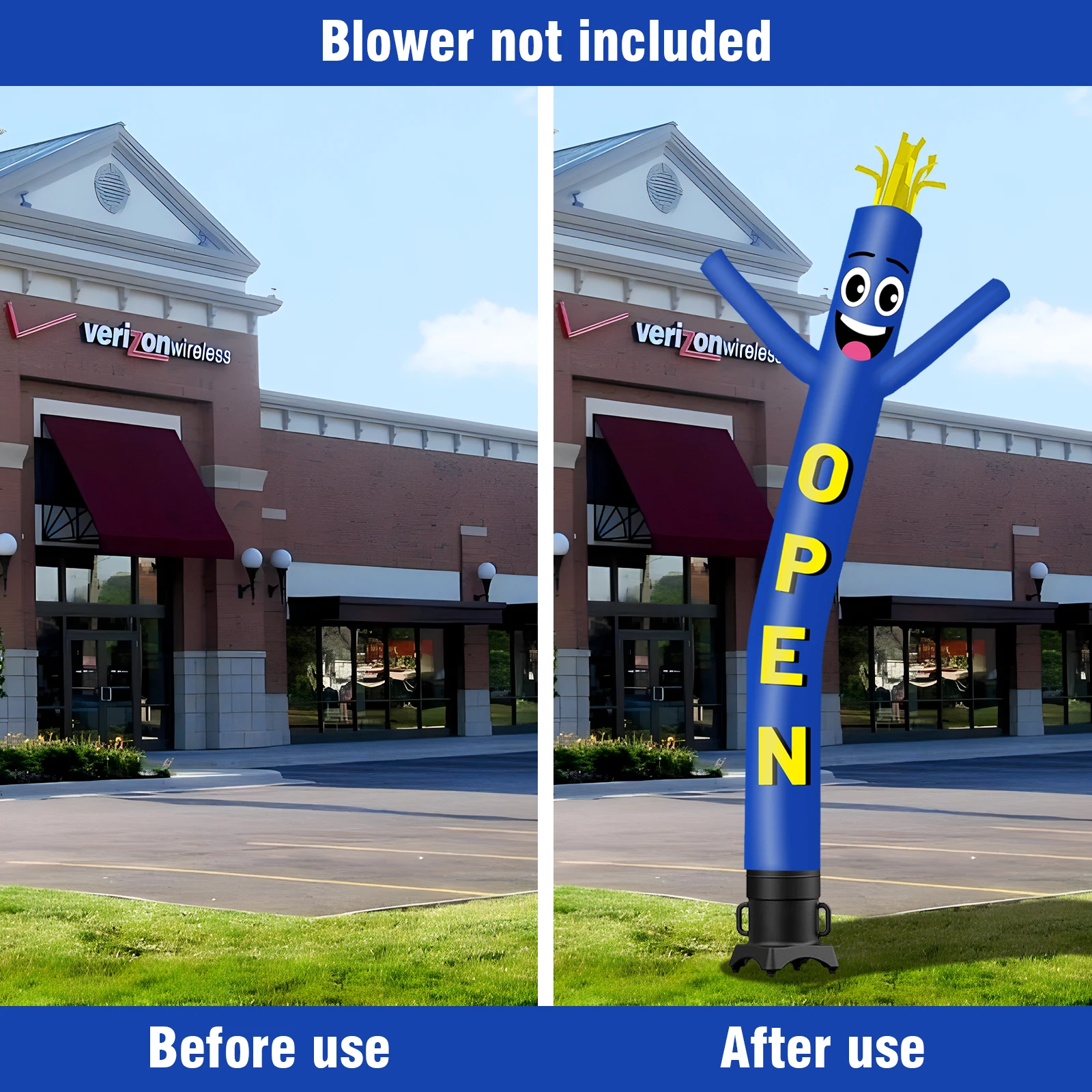 6/10/15/20FT Tall Inflatable Blue Open Dancing Guy for Outdoor Decoration Advertising(Blower Not Included)