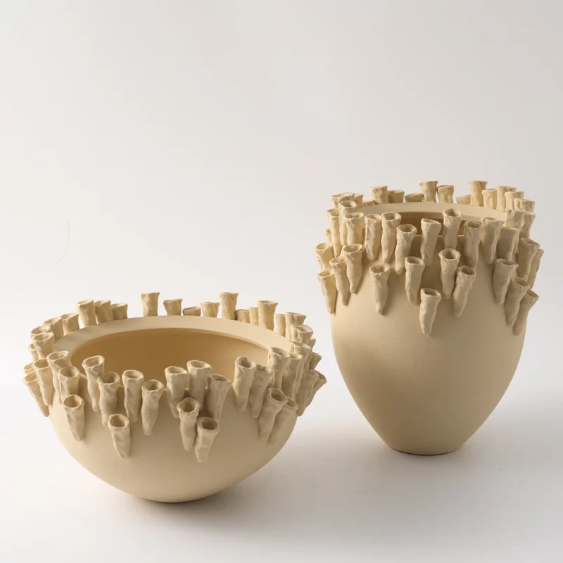 

Handcrafted Creative Ceramic Vase Relief Art Flowerpot Flower Vase Ceramic Handicrafts Home Decoration Accessories