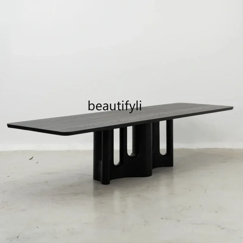 

yj57 Medieval solid wood dining table Wabi family B & B model room dining table French retro dining table B3