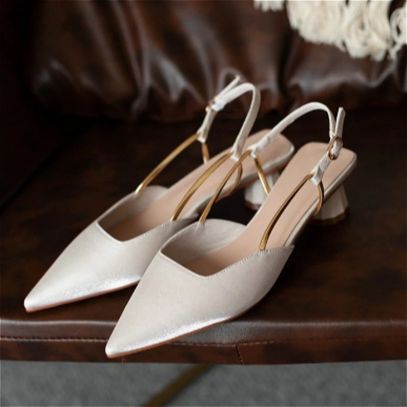 

Женские туфли на высоком каблуке с острым носком, элегантные летние туфли-лодочки на массивном каблуке 2026 года, для вечеринок, с ремешком на пятке, Mujer Zapatos