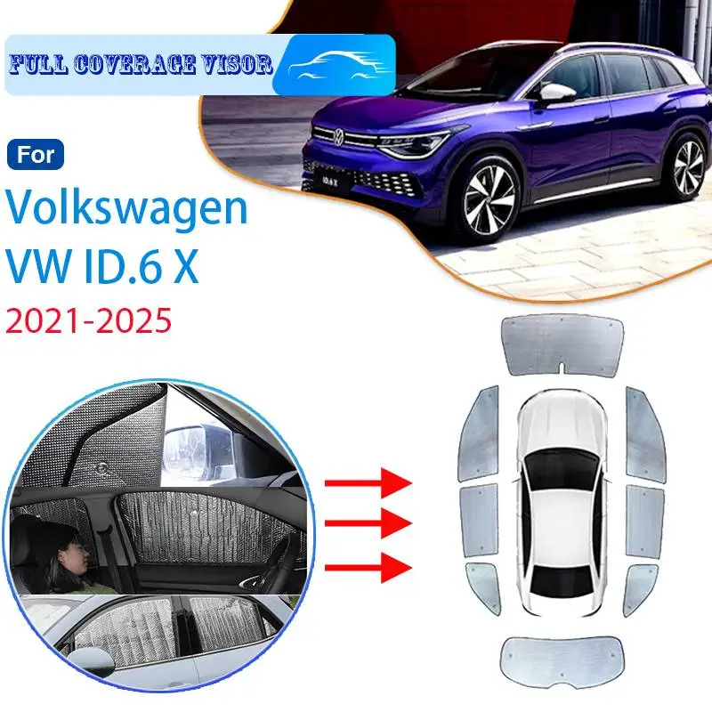 For Volkswagen VW ID.6 X 2021 2022 2023 2024 2025 Car Full Coverage Sun Visor Sun Protection Windshiel Car Side Window Cooling