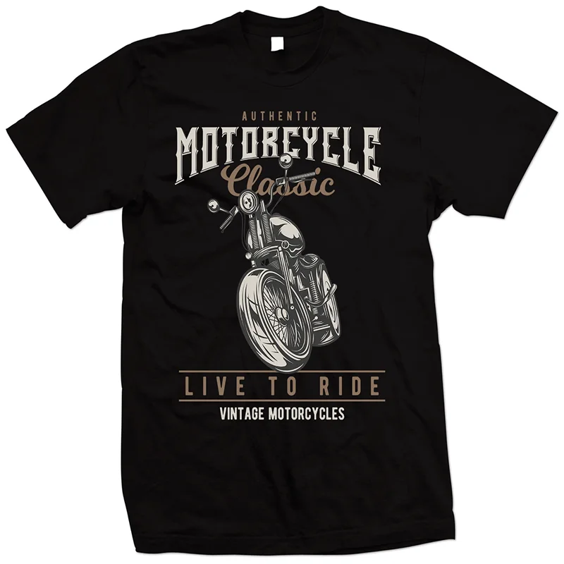

Classic Motorcycle Live To Ride T Shirt - Vintage Motorbike Shirt, Biker T Shirt O-Neck T Shirt Short Sleeve Casual Mens Tshirt