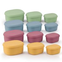 Snack Box With Lid Silicone Lunch Box Heat Resistance Oval Food Storage Box Leakproof Microwavable Fresh-keeping Box Picnic