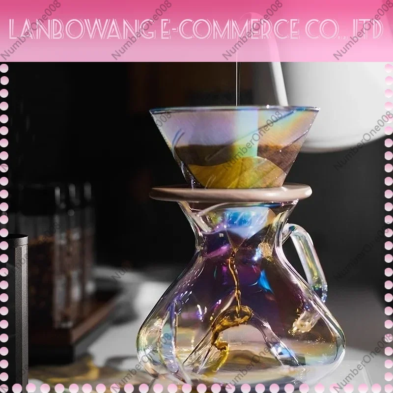 Pour Over Coffee Dripper Set, Glass Sharing Carafe Server,Cone Filter Cup,American Hand Brew Coffee Pot with Paper Filters