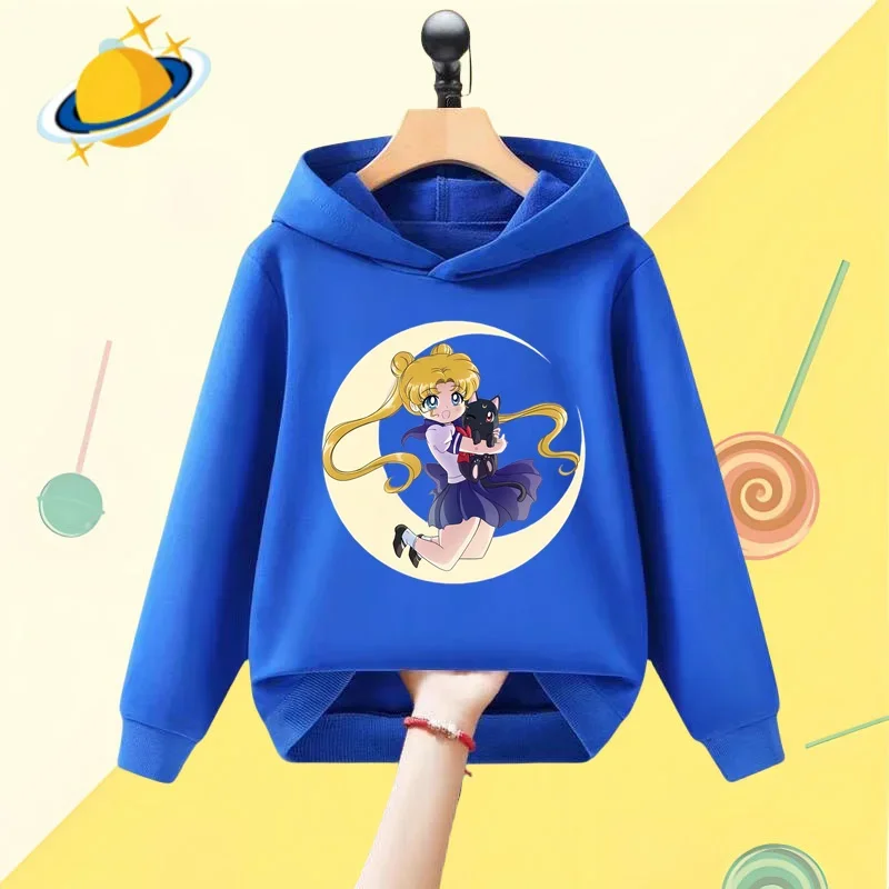 Sailor Moon Anime dziecięca bluza z kapturem gra nadruk kreskówkowy jesienno-zimowa bluza z długim rękawem chłopcy dziewczęta Kawaii top na co dzień