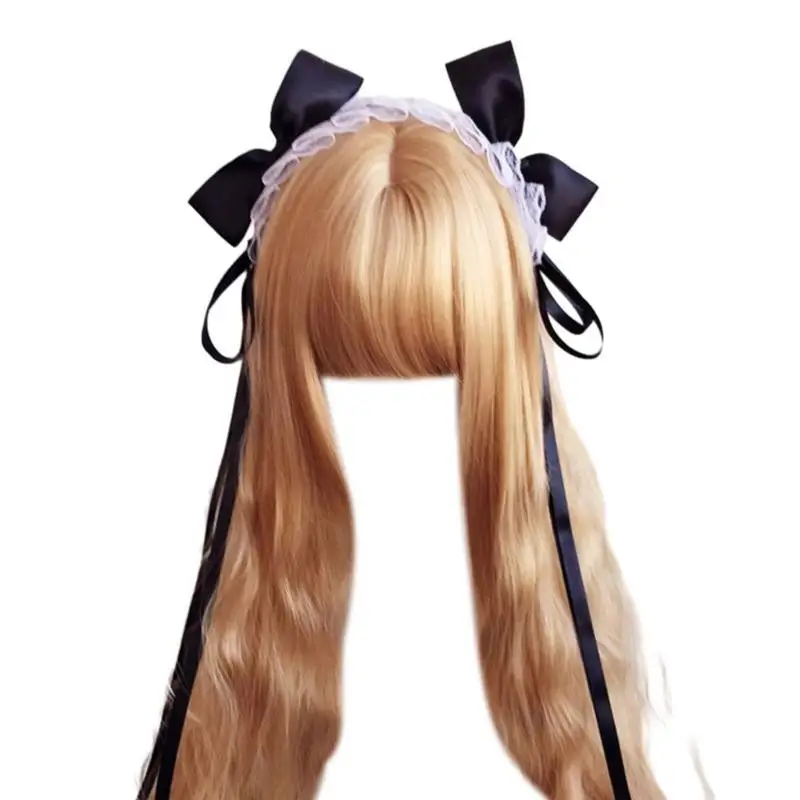 

652F Bowknot Lace Headband Animation Costume Lace Hairband Role Play Party Headdress