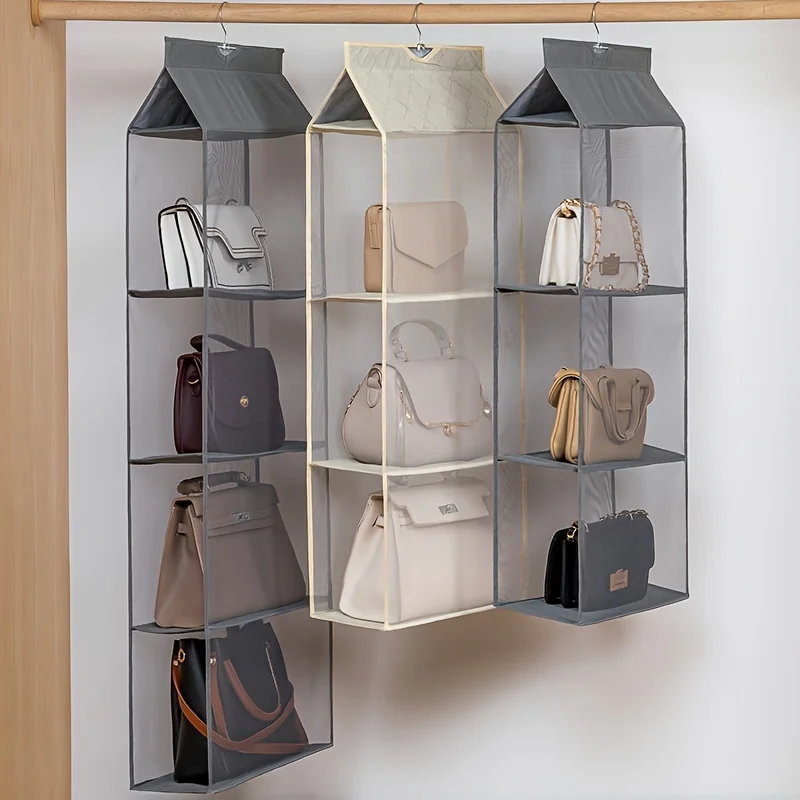 1pc Hanging Handbag Purse Organizer, Dust-proof Purse Bag Storage Holder For Wardrobe Closet