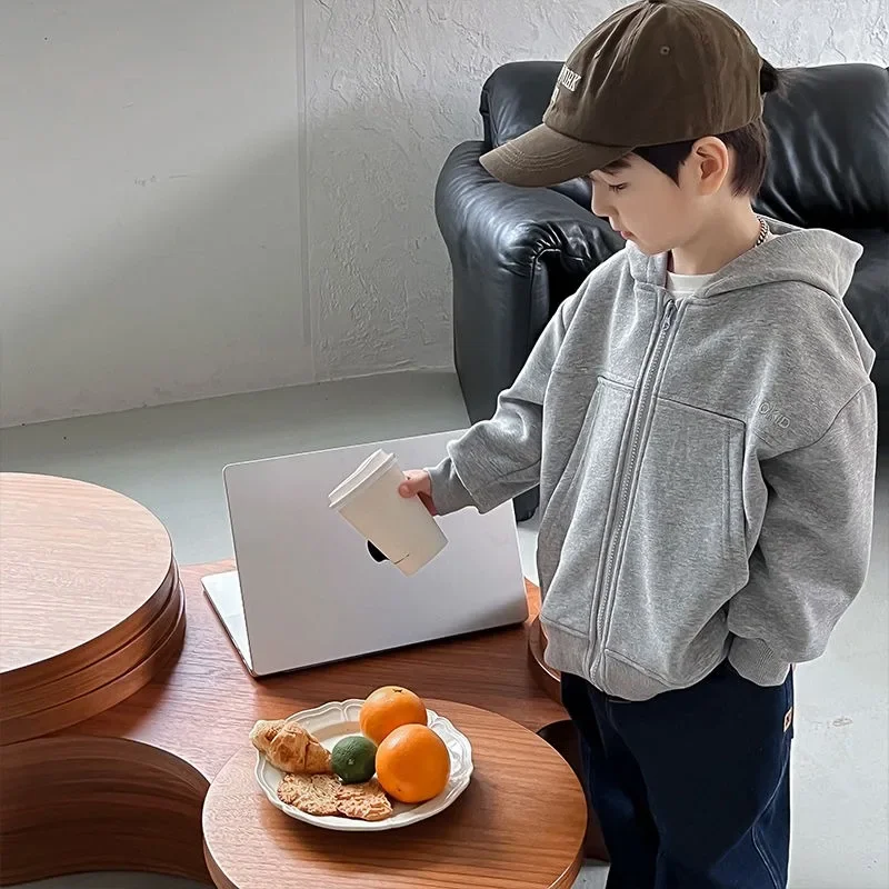 

Осенне-весенняя стильная модная куртка с капюшоном - милая верхняя одежда для маленьких детей, топ, новинка 2023 года для мальчиков и малышей