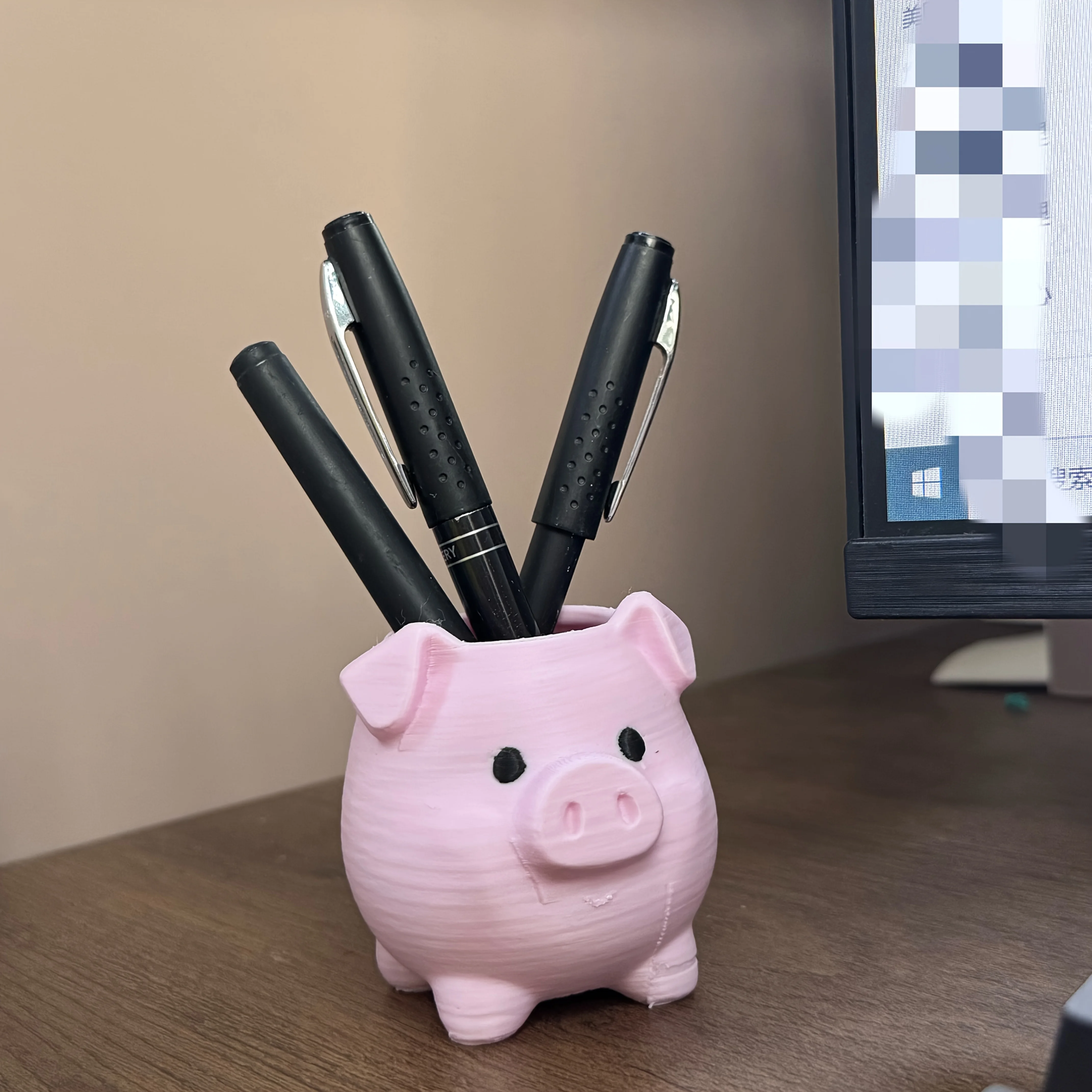 1-Piece Pink Cute Pig-Shaped Storage Bin, 3D Printed Cute Pink Pig Multi-Functional Storage Container