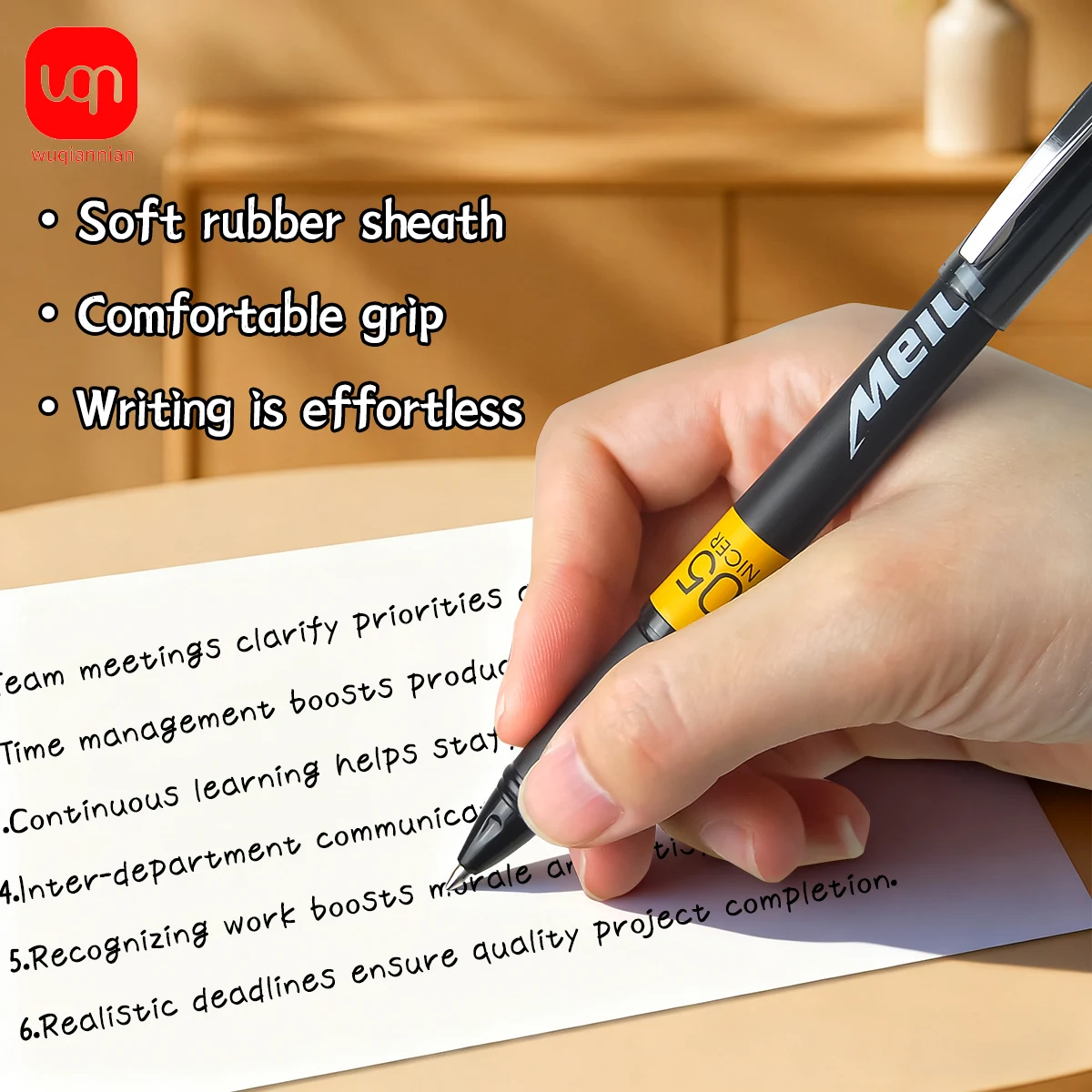 

WQN-4/8/12PCS Fashionable Black Gender-neutral Pen 0.5mm Tip Business Signature Pen Black Ink School Office Supplies