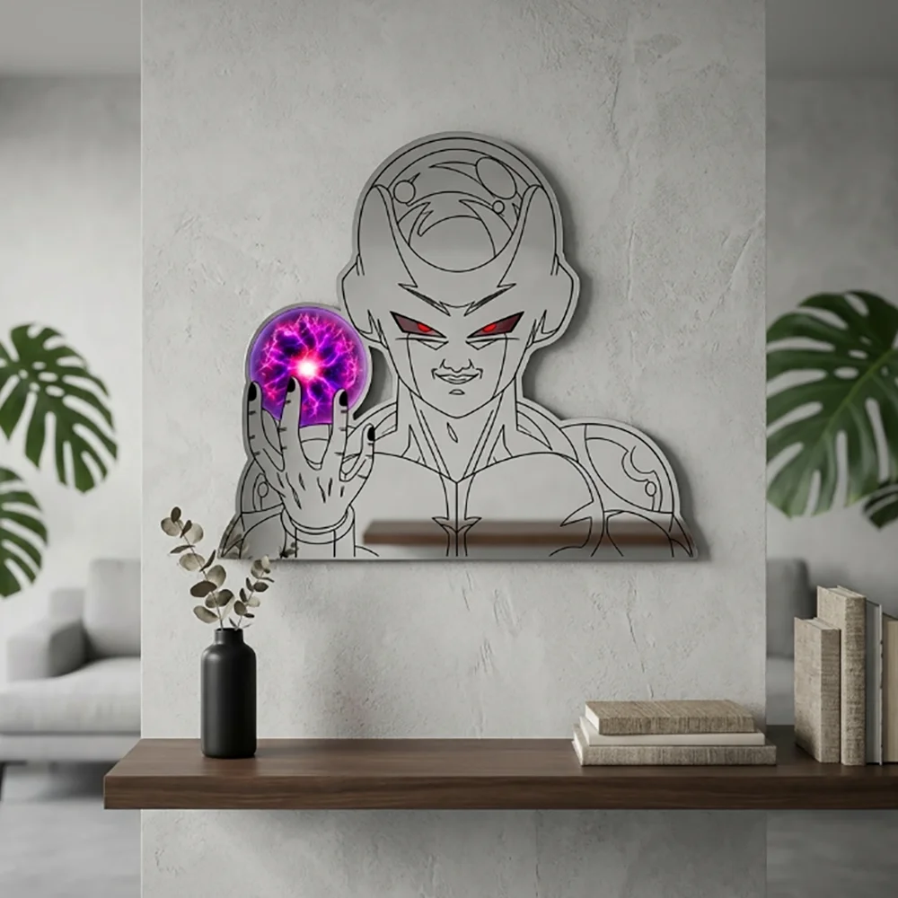 DBZ Frieza Holding Energy Sphere Anime Mirror | Popular Manga Style Home Decor, Unique Wall Hanging Mirror for Anime Lovers