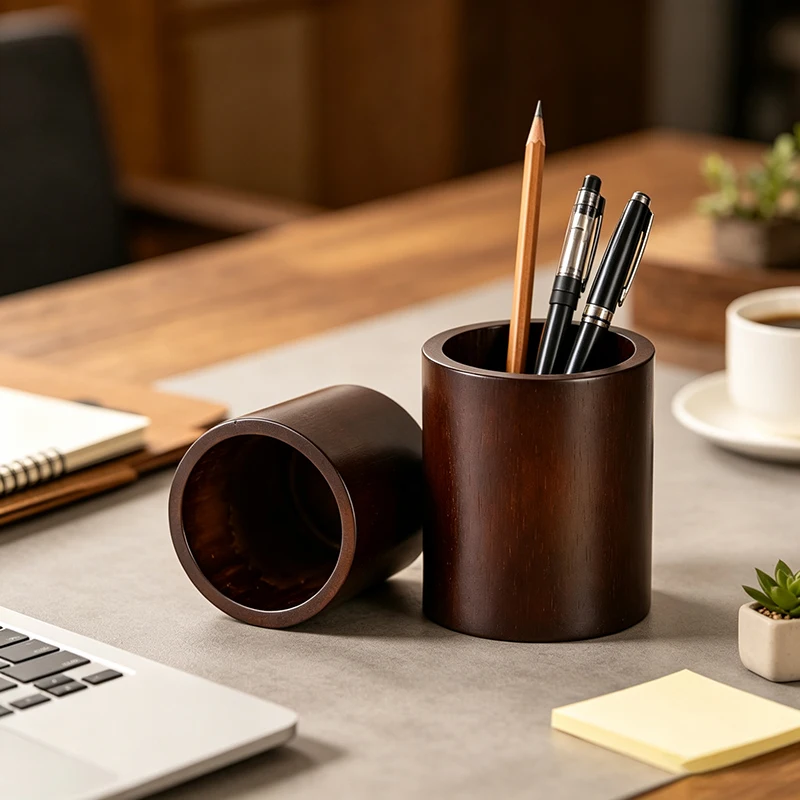 Large Bamboo Pen Holder Retro Ink Pen Storage Case Desk Writing Stationary Organizer Office School Supplies Gift