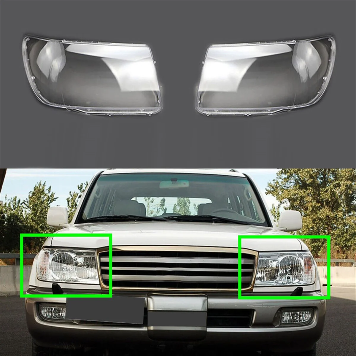 Left Car Headlight Lens Cover Head Light Lamp Lampshade Transparent Front Light Shell for Toyota Land Cruiser 2004-2006