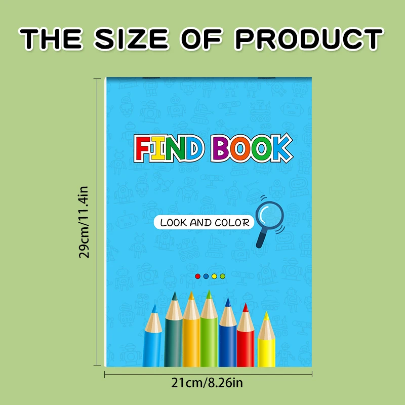 Children's Picture-Finding and Coloring Book, 32-Page Hidden Object Coloring Book, Enhances Concentration, Kindergarten and Preschool Educational Picture Book, Improves Brain Abilities