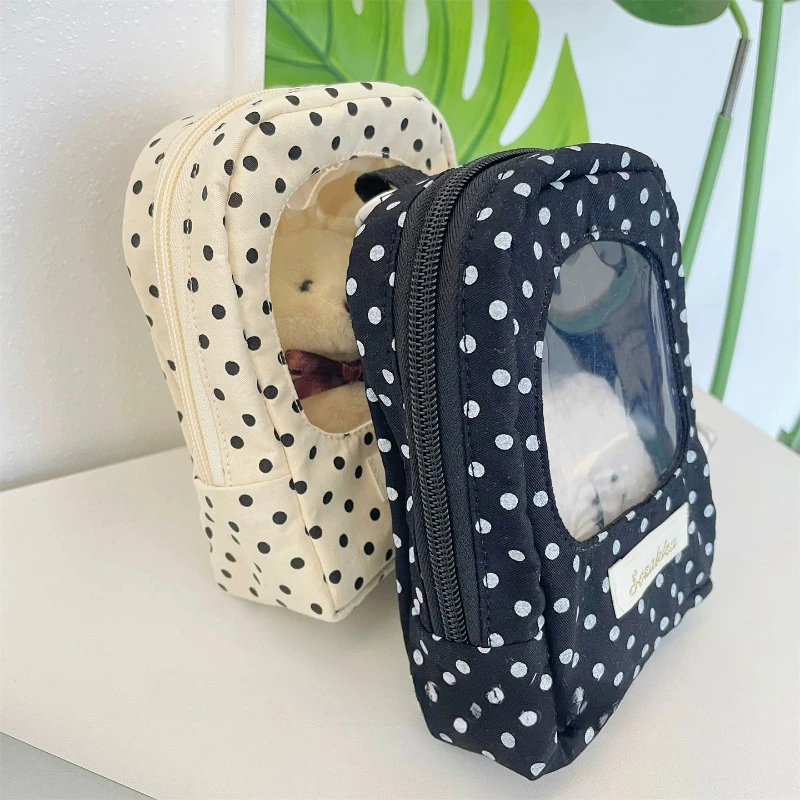 Transparent Polka Dot Doll Display Bag for 10cm Cute Girls Traveling Organizer Plush Toy Storage Bags Portable Carrying Case New