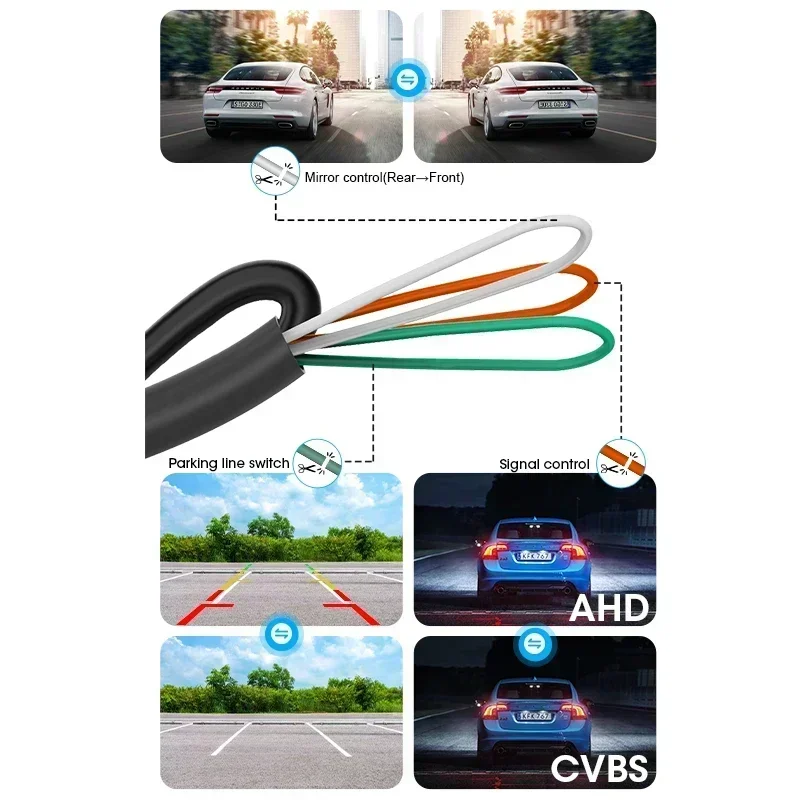 Car Rear View Camera 170 Degree Fish Eye Night Vision No Punching AHD 1920*1080P CVBS NTSC PAL Universal Backup Parking Lens