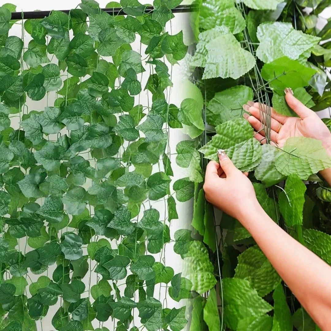 1/5 Piezas de Guirnalda de Hojas de Hiedra Artificial Verde, Enredadera de Seda para Colgar en la Pared, Decoración para el Hogar y Jardín, Guirnalda Artificial para Bodas y Fiestas