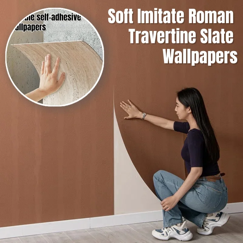 

Flexible Scalable Self-adhesive Wallpaper Home Decor Panel Aluminum Foil Bottom Imitation Stone Texture Thickening Wall Stickers