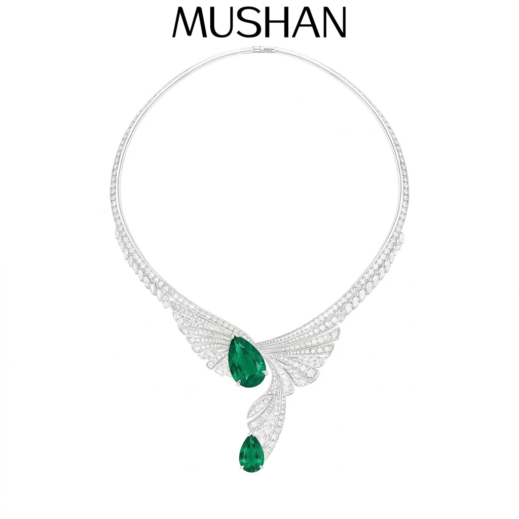MuShan Jewelry 925 Sterling Silver Necklace Designer High Carbon Gemstones HCD Gemstones 925 Sterling Silver Pendant Accessories