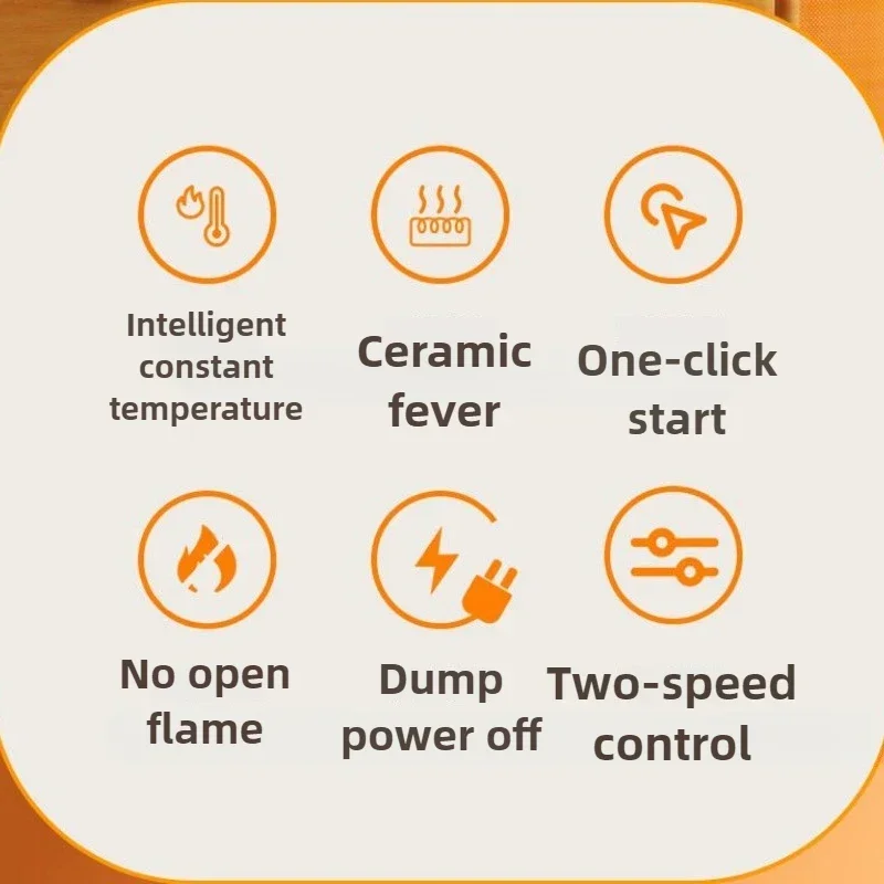 800W High Power Desktop PTC Ceramic Heater - Fast Heating Room Heater with One-click Start for Household Use